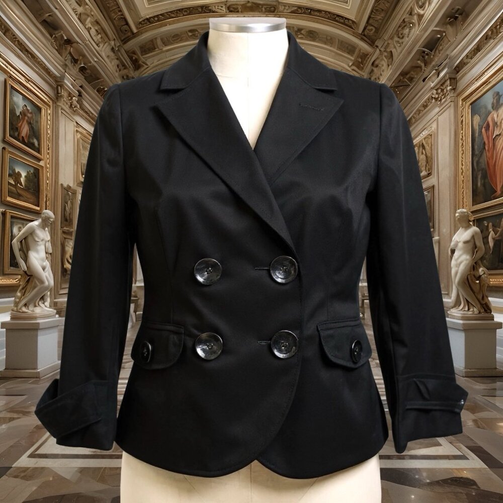 American Eagle AEO Cotton Double Breasted Black Jacket Small NWT